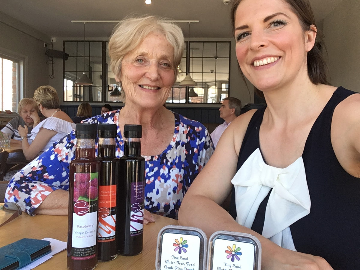 Suzanne and I after our little lunch with our products