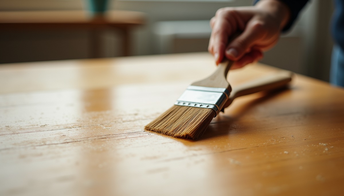 Applying wood primer to a wooden surface